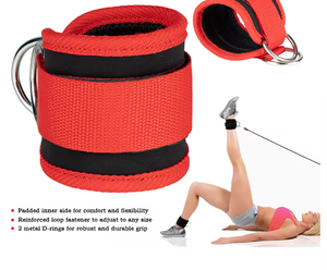 Correas de tobillo para máquinas de cable, ajustables, de neopreno, con doble anilla en D, cierre de gancho y bucle aislado, protección profesional - Product Image 1