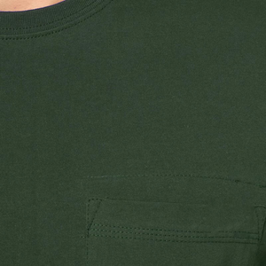 Men's Green Long Sleeve Crew Neck T-Shirt With Chest Pocket Regular Fit Casual Wear 100% Cotton Jersey Fabric - Product Image 6