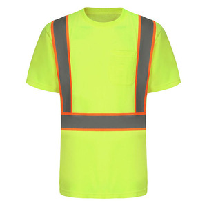 Mens OEM ODM Plus Size High Visibility Safety <b>T</b>-<b>Shirt</b> Reflective Crew Neck Lightweight Breathable Industrial Workwear - Product Image 1