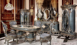 Juego de Comedor de Madera de Teca de Lujo de Diseño, Mesa de Comedor Tallada en Madera de Teca Maciza, Muebles de Comedor Artesanales de Madera Antigua - Product Image 5
