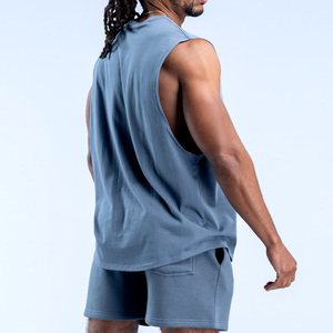 Men Muscle Fit Racerback Gym Fitness Tank <b>Top</b> with Spandex/Cotton Fabric Quick Dry Cartoon Pattern Embroidery Front Logo - Product Image 5
