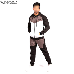Best Selling OEM ODM Fashion Streetwear <b>Men's</b> Tracksuit Customizable Logo Contrast Panel Full Zip Sweatshirt and Pant Sets - Product Image 3