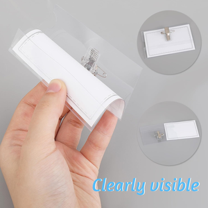 Plastic <b>Badge</b> Name <b>Badge</b> Holder <b>badge</b> With <b>Clip</b> Name Tags with Pins Clear Plastic ID Tag Holder Horizontal ID Card Holder - Product Image 4