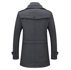 Gabardina larga personalizada para otoño e invierno, chaquetas para hombre con cuello doble, abrigos de vestir para hombre