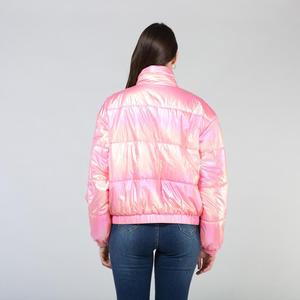 Chaqueta Acolchada Rosa Brillante Personalizada, Corte Holgado, Abrigo de Invierno Cálido y Moderno para Mujer - Product Image 2