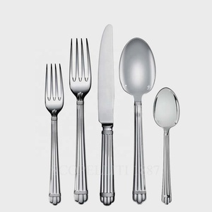 Ensemble de couverts en acier inoxydable forgé à la main au design unique et élégant, plaqué argent, cuillère, fourchette et couteau créatifs - Product Image 4