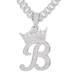 Luxury Royal Crown Letter B <b>Pendant</b> Iced Out VVS Moissanite <b>Initial</b> Necklace Manufacturer Fine Jewelry <b>Pendants</b> & Charms - Product Image 1