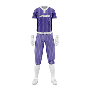 Uniforme de Béisbol para Mujer Lady Legends, Conjunto de Pantalones y Jersey Sublimado con Rayas Moradas, Transpirable, Corte Regular, Manga Corta - Product Image 2