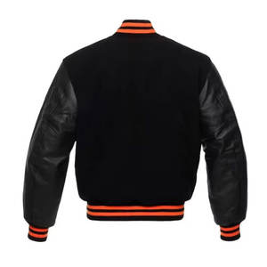 Chaqueta Varsity de Cuero/Lana a Prueba de Viento, Diseño Personalizado OEM/ODM, Cuello Alto, Logotipo Frontal, Estilo Béisbol, Bomber, Estilo Urbano, Invierno - Product Image 2