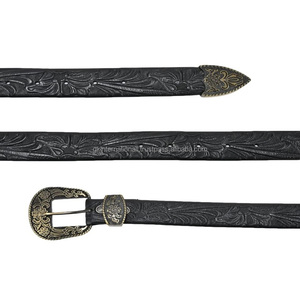 Ceinture de cow-boy en cuir véritable Ceintures personnalisées de créateur avec style occidental pour la mode occidentale Ceinture en cuir véritable pleine fleur - Product Image 3