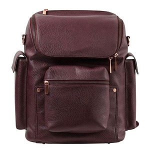 Sac à langer de voyage convertible en cuir véritable avec logo personnalisé du fabricant, grande capacité, fermeture éclair, matelas à langer pour bébé - Product Image 4