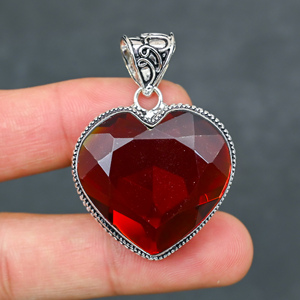 Luxury Garnet <b>Statement</b> <b>Necklace</b> in 925 Silver - Product Image 1