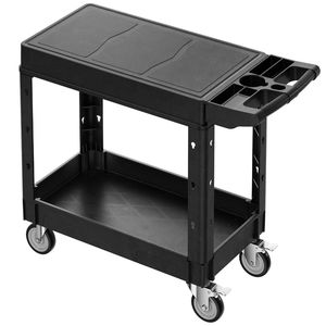 Carrello Multiuso in Plastica Resistente con Capacità di Carico di 250 kg, 80 x 45 cm, con 2 Ripiani per Servizio a 360 Gradi - Product Image 1