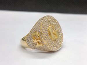 Anillo de Diamantes de Corte Redondo con Claridad VVS, Anillo Hip Hop Personalizado con Iniciales, 2.50Ct, Circonia Cúbica de Corte Redondo, Plata de Ley 925 - Product Image 3