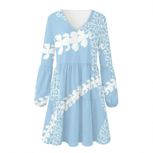 Vestido Largo Floral Puakenikeni de Talla Grande - Vestido Maxi Hawaiano Personalizado para Mujer, Impresión Bajo Demanda, Ropa de Resort - Product Image 2