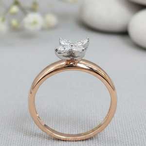 แหวนเพชรทรงมาร์คีส์รูปดอกไม้สุดหรูสำหรับผู้หญิง ทองคำแท้ 14K ของขวัญวันครบรอบสำหรับคนรัก - Product Image 4