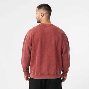 Sudadera con hombros caídos 100% algodón con lavado ácido para hombre, logotipo frontal personalizado, fábrica OEM ODM - Product Image 5