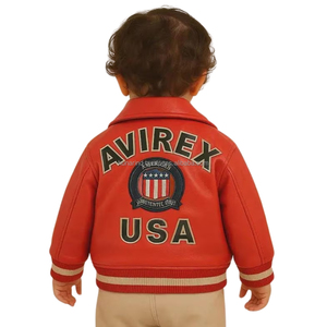 Custom <b>Leather</b> Bomber <b>Jacket</b> Outerwear Soft Breathable OEM Service AVIREX Icon Aviation Flight <b>Jacket</b> Toddlers & Kids 2–12 years - Product Image 1