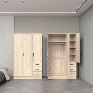 Armario Moderno y Contemporáneo de Madera FURNIZONE con 3 Puertas y 3 Cajones, Ahorra Espacio, Armario de Almacenamiento para Dormitorio - Product Image 1