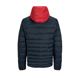 Custom Mens Hooded Bomber Puffer Jacket Windproof Polyester Nylon Winter Casual Printed Outdoor Coat - Product Image 2