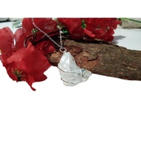 Collier pendentif en argent sterling 925 avec cristal de roche et pierre précieuse de quartz, design bohème hippie, fait à la main, unisexe, à porter tous les jours, 18 pouces