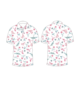 Polo à imprimé floral blanc et rose pour hommes, chemise de golf décontractée à manches courtes, mode été - Product Image 6