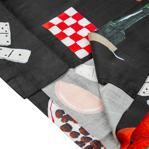Men's Black Short Sleeve Printed Casual <b>TShirt</b> With Fruit And Dice Pattern Regular Fit Woven Polyester - Product Image 6