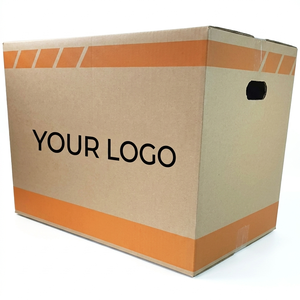 Boîtes en carton ondulé écologiques et recyclables avec poignée, réutilisables, robustes, impression flexographique personnalisée pour les achats professionnels - Product Image 1