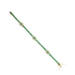 14K Art Deco Tennis Bracelet with Emerald Cut and Round Emerald Diamonds - Product Image 3