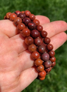 Pulseras Ajustables Elásticas con Cuentas de Piedra de Ojo de Tigre Rojo Natural, Cristal Curativo, Resistentes a la Fatiga, para Hombre y Mujer, OFERTA - Product Image 2