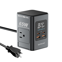Stop Kontak Ekstensi Daya LED 65W Smart Digital Display GaN Multi Desktop Charging Station dengan Stop Kontak AC USB-C untuk Kantor MacBook