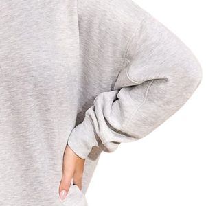 Sweat-shirt à col montant gris clair pour femme, coupe oversize, manches longues, style streetwear décontracté, coupe ample, pour le quotidien - Product Image 6