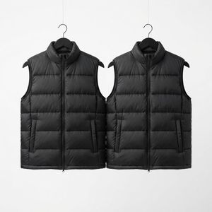 Gilet matelassé pour homme, couleur beige, col montant, fermeture éclair, coupe-vent, vêtement d'extérieur décontracté, 100% polyester - Product Image 6