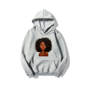 Sudadera Blanca para Mujer con Estampado de Chica Afro, Impresión Digital, Corte Regular, Sudadera de Algodón con Logotipo Frontal, Ropa Casual de Otoño - Product Image 4