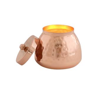 Pot à bougie en cuivre martelé de luxe avec couvercle, doré rose, pour décoration intérieure, porte-bougie votif, idéal pour les cadeaux et la décoration festive - Product Image 3