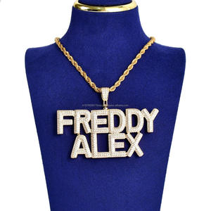 Custom Moissanite Diamond Nameplate Pendant Necklace Bold Double Name Typography Design Sparkling Hip Hop Statement Jewelry - Product Image 1