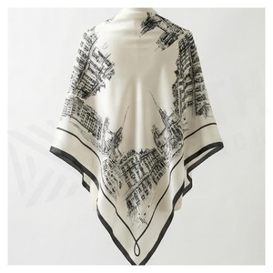 NORTH APPROACH Foulard carré en soie pour femme, imprimé floral, élégant, multifonctionnel, accessoire de mode toutes saisons - Product Image 2