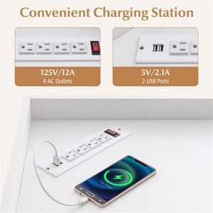 White Three-Layer Smart Storage Corner Cabinet with Charging Station - Product Image 4