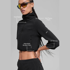 New Women's Polar Fleece Retreat Cropped Jacket Fleece Pullover Jacket High Neck Cropped Outerwear Private <b>Label</b> Custom OEM - Product Image 5