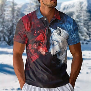 Camisetas Polo para Hombre con Gráfico de Lobo Mítico, Casuales, de Manga Corta, Ajustadas, Transpirables, Ligeras y Elásticas, para Golf, Elegantes - Product Image 5