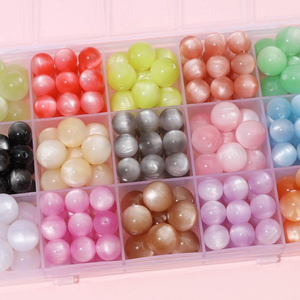 ลูกปัดเรซิ่นเลียนแบบตาแมวทรงกลมขนาด 8/10/12 มม. ขายส่ง วัสดุทำลูกปัด DIY สำหรับทำสร้อยข้อมือ อุปกรณ์ตกแต่งงานฝีมือเรซิ่น - Product Image 2