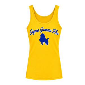 <b>Yellow</b> <b>Women's</b> Sigma Gamma Rho Tank <b>Top</b> Sleeveless Crew Neck Casual Sportswear Summer Graphic Fashion Apparel Blue Poodle Shirt - Product Image 1