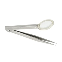 Pinzas Largas de Acero Inoxidable de Grado Quirúrgico Profesional con Lente de Aumento para Inspección de Cejas, Modelo de Marca Personalizada