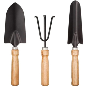 Ensemble d'outils de jardin décoratifs avec manche en bois, pelle, truelle, râteau, outils à main en acier pour l'entretien des plantes en extérieur - Product Image 2