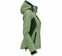 Veste Softshell Technique Femme Olive/Sauge la Plus Vendue, Imperméable, à Capuche, avec Poches Zippées – Fournisseur en Gros pour Marques Privées