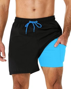 Shorts de Baño 2 en 1 de Secado Rápido para Hombre, con Forro de Compresión, Shorts de Playa Transpirables y Elásticos, OEM ODM - Product Image 3