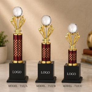 Ensemble de 3 trophées de gagnants en métal moulé sous pression, finition chromée, portables et légers, pour les programmes sportifs et culturels - Product Image 1