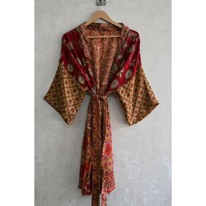 Robe Kimono en Soie Grande Taille Respirante avec Patchwork pour Femme, Style Bohème, Longue, pour l'Automne, Vêtement de Nuit et d'Intérieur - Product Image 1