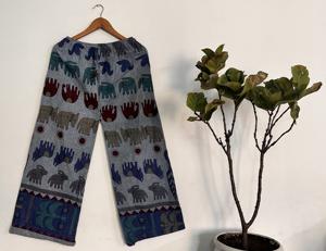 Pijama de algodón 100% para mujer, pantalones Palazzo transpirables con lavado a la piedra, ropa de dormir de moda para uso doméstico tejida para primavera y verano - Product Image 4