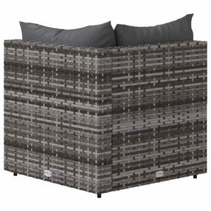 2pcs Gray Poly <b>Rattan</b> Patio <b>Corner</b> Garden <b>Sofas</b> with Cushions - Product Image 6